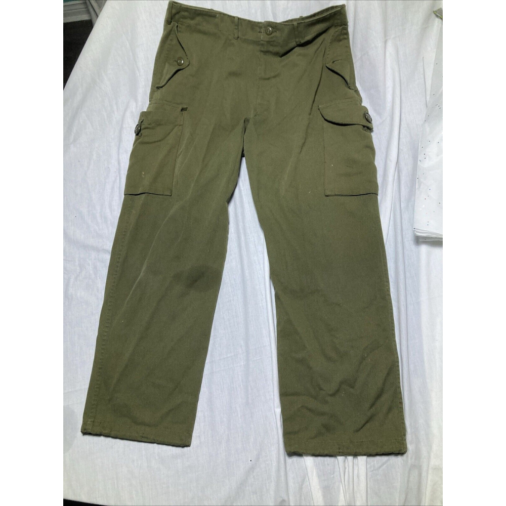 Vintage Army Green Cargo Pants 36-38 X30 Military Hunting Outdoors Camping Woods